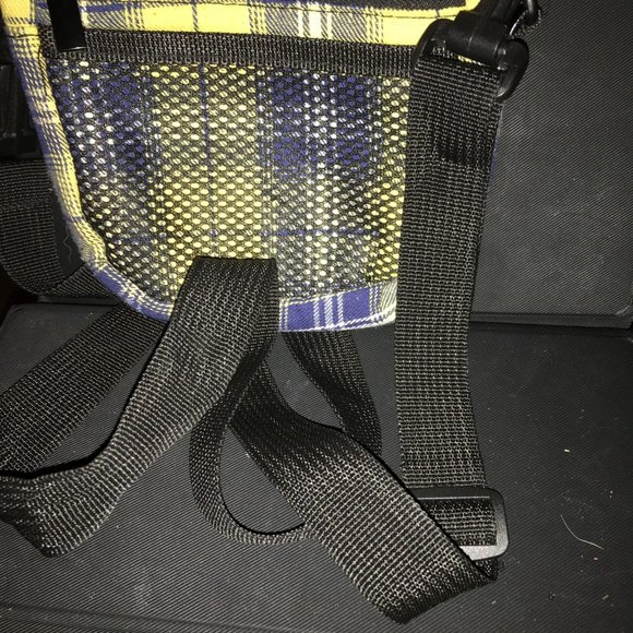 Mini Plaid Blue and Yellow Mini Backpack by Holly n Unisex Crossbody Bag Adjusta - Picture 2 of 10